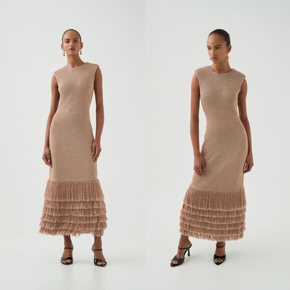 Aje Dresses & Skirts - AJE BREEZE KNIT MIDI DRESS IN ROSE GOLD SIZE MEDIUM $639